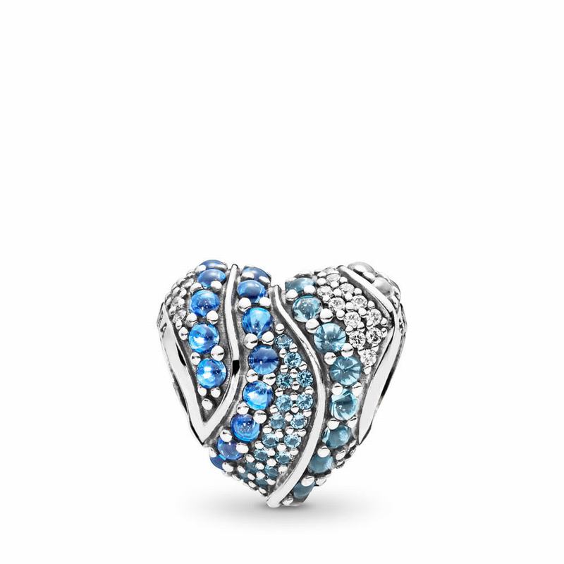 Pandora Aqua Heart Charm Clearance NZ, Sterling Silver (432709-FPH)